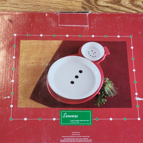 Vintage Snowman 3 Sectioned Serving Set Ceramic - Picture 7 of 8